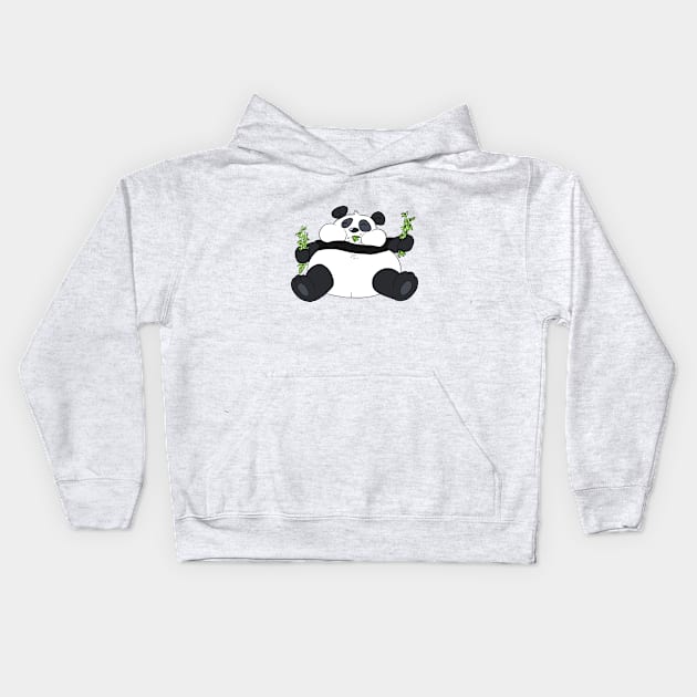 Fatty Panda Eating Bamboo Kids Hoodie by Band of The Pand